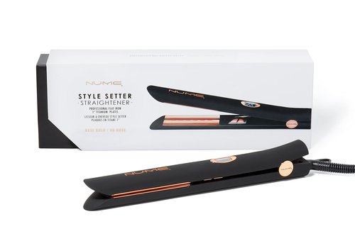 NuMe Style Setter Hair Straightener Titanium Flat Iron – 1 Inch Floating Plates Hair Iron with Negative Ion Conditioning – Infrared Light Strip – Dual Voltage –Smooth and Shiny Results