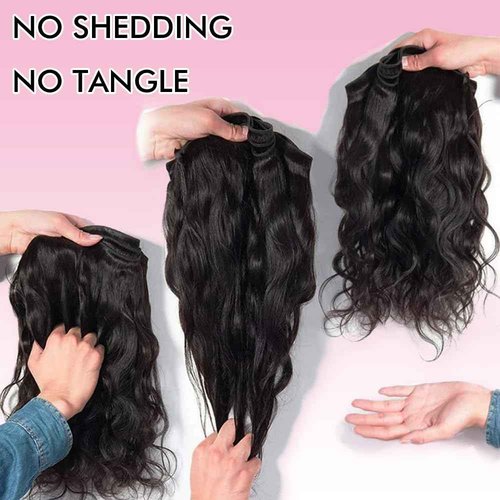 VILSAI Body Wave Human Hair Bundles with Closure (20 22 24+18) 2x6 HD Lace Closure with Bundles 10A Grade Unprocessed Brazilian Virgin Human Hair Natural Black Color