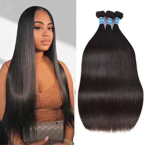 Brazilian Virgin Straight Hair Bundles 100% Unprocessed Virgin Human Hair Weave Bundles Human Hair Extension Double Weft Natural Color Straight Hair Bundles(24 26 28 Inch)