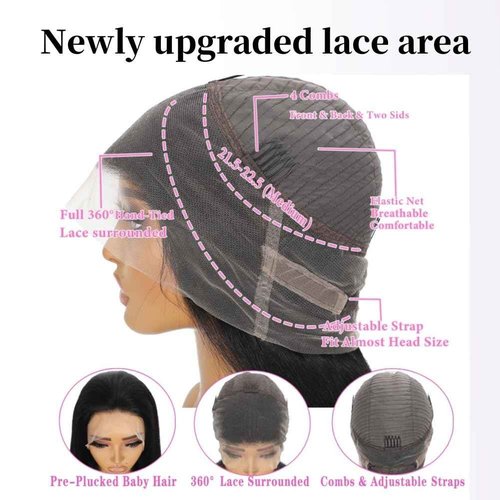 zomeme Deep Wave 360 Full Lace Wig Human Hair 360 Lace Front Wigs Human Hair Pre Plucked 360 Wet and Wavy Human Hair Ponytail Wig 360 HD Lace Frontal Curly Wig Natural Color 24 inch