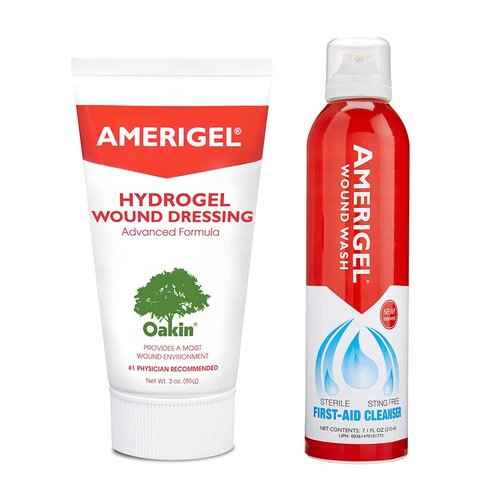 AMERIGEL Wound Care Bundle (3 oz. Hydrogel Wound Dressing, 7.1 fl oz. Saline Wound Wash) - Moisture-Rich Healing and Advanced Skin and Wound Care