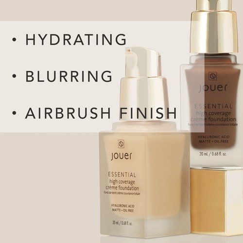 Jouer Essential High Coverage Crème Foundation | Men & Women | Available in 50 Shades for All Skin Tones | Healthy Ingredients | Paraben, Gluten & Cruelty Free | Vegan Friendly,Caramel-Tan skin with golden-yellow undertones