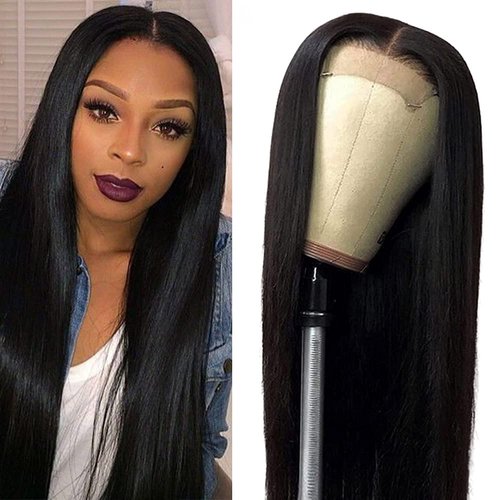 Spotlight 4x4 Lace Front Wig Straight Human Hair Wigs for Black Women 180% Density Brazilian Virgin Lace Closure Wig Pre Plucked With Baby Hair Natural Hairline 20 Inch
