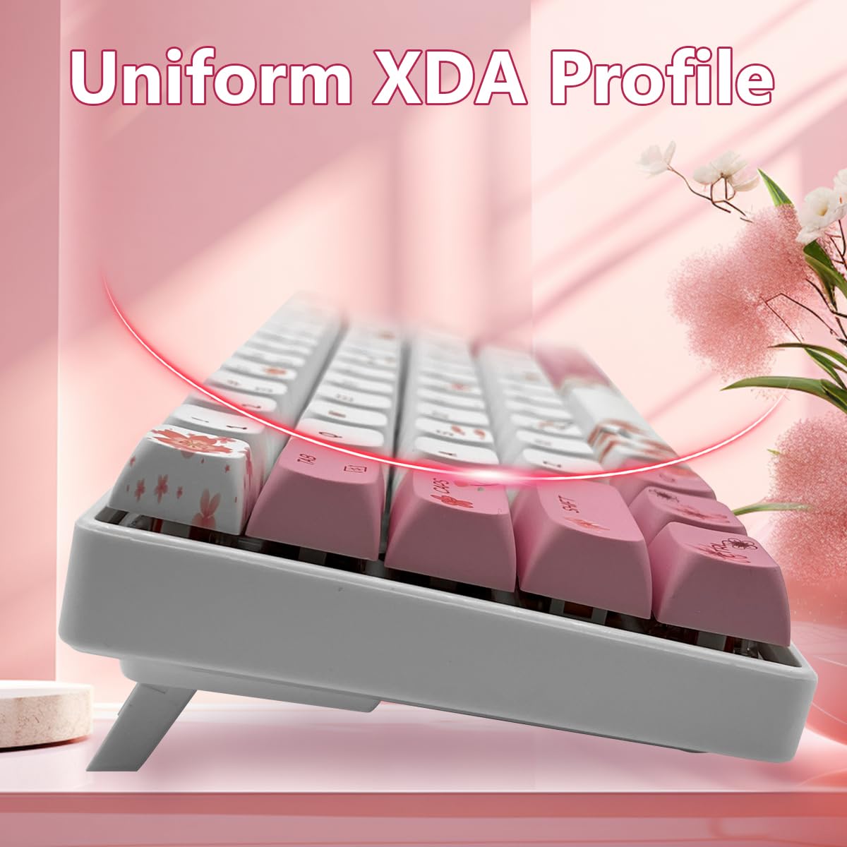 ZMX Cherry Blossom Pink and White Keyboard,60% Wired Hot Swappable RGB Backlit Mechanical Gaming Keyboard Mini 61 Keys XDA Profile Cute PBT Keycaps for Office PC/Mac Gamer (OUTEMU-Blue Switch)