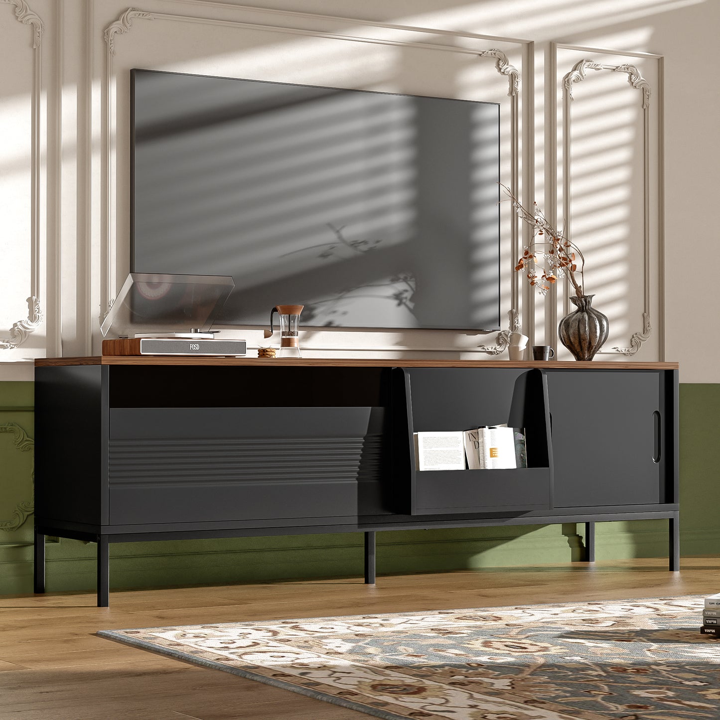 Modern TV Stand for TVs Up to 75 Inches - Black