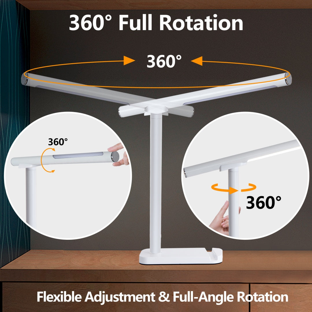 Adjustable LED Desk Lamp with USB Charging Port & Dimmable Brightness