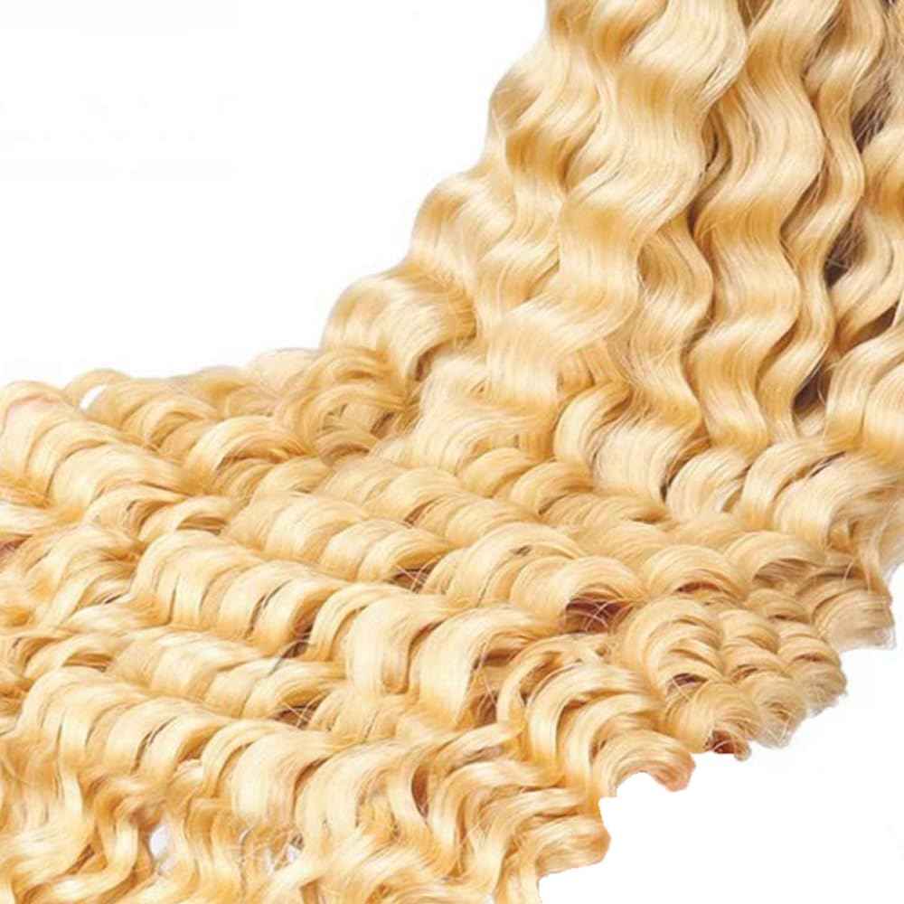 30 32 34 Inch 613 Bundles Human Hair Blonde Kinky Curly Bundles 8A Brazilian Virgin Remy Mixed Length 613 Blonde Bundle Hair Weave