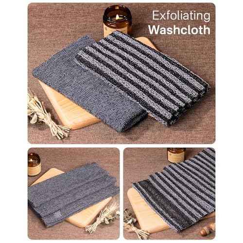 Yiclick 2 Pack Exfoliating Washcloth Towel - Body Scrubber Exfoliator, Loofah Sponge, Korean & Japanse & African Net Sponge Rag - Back Scrubber Washer for Use in Shower Bath