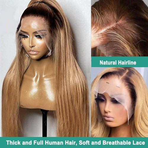 Munx Honey Blonde Lace Front Wig Human Hair Pre Plucked 13x6 Colored Lace Front Wigs for Black Women 180% Density Free Part Human Hair HD Lace Frontal Wigs 22 Inch Full Ends
