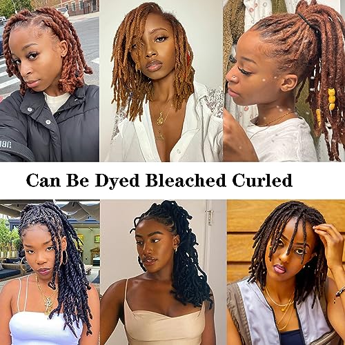 4 inch 0.4cm Thickness Loc Extensions Human Hair 100 Strands Dreadlock Extensions Human Hair For Women Men 100% Full Handmade Permanent Loc Extensions Can Be Dyed And Bleached Curled (Natual Black)