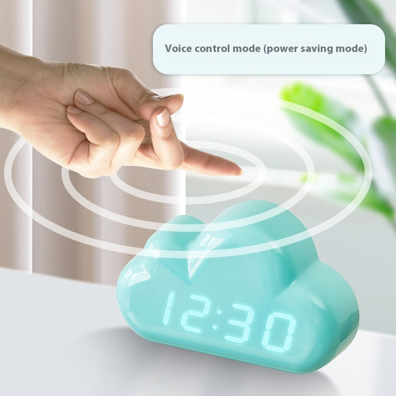 Voice-Controlled LED Bedside Clock with Calendar and Luminous Display