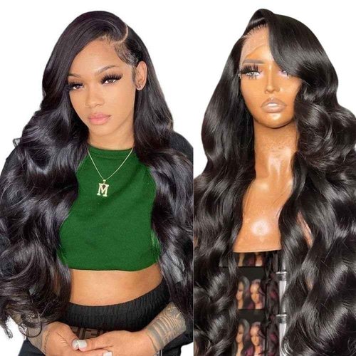 Aptatuse 28inch 13x4 Lace Front Wigs Human Hair 180 Density Body Wave Lace Front Wigs Human Hair Pre Plucked 12A Glueless Wigs for Women HD Lace Frontal Wigs Natural Color