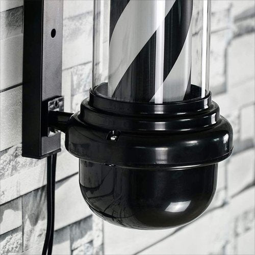 MIUXIU Barber Pole Black White LED Light,Traditional Barber Pole Outside Barber Shop Rotating Light Sign Light Box Rainproof Hairdressing Salon Save Energy Wall Lamp (68x26CM)