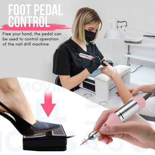 Makartt Nail Drill - Portable Electric Nail File Machine Geneviere E File Pink JD700 Professional 30000RPM Manicure Drill for Acrylic Nails Poly Nail Gel Polish Beauty Gift