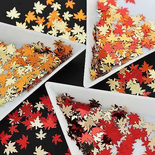 12 Colors Fall Nail Art Stickers Maple Leaf Nail Glitter Sequins 3D Nail Art Accessories Autumn Leaf Shape Flakes Holographic Gold Red Yelloween Maple Leaves Paillettes Designs Acrylic Nails Supplies