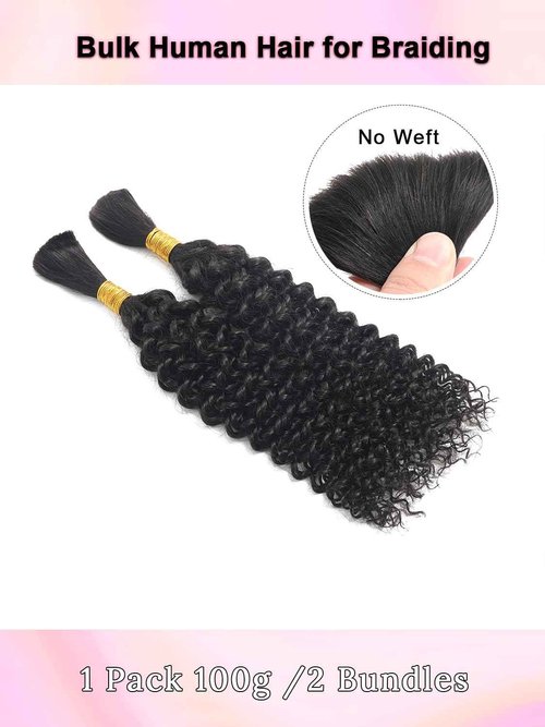Boho Human Braiding Hair Curly Human Hair Braiding Hair For Boho Knotless Bohemian Micro Braiding Hair Human Hair 100g 2 Bulk Human Hair Bundles For Braiding No Weft Hair Extensions YNiSew