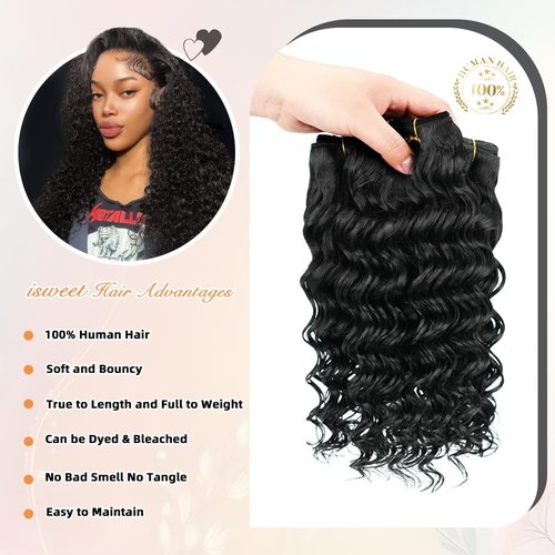 12A Brazilian Deep Wave Human Hair Bundles - 18 Inch 1-Bundles Natural Black | Real Unprocessed Raw 100% Virgin Human Hair Extensions for Black Women, Double Drawn Curly Wet & Wavy Texture
