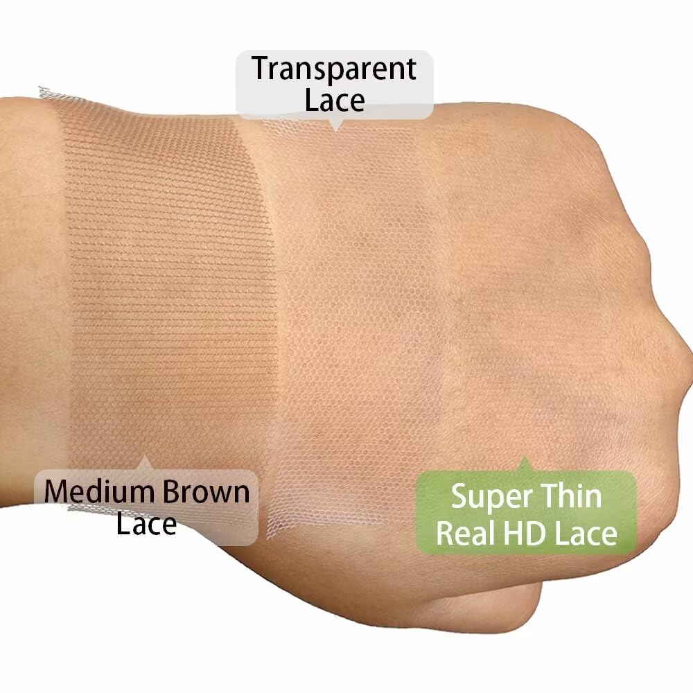 KRN 13x4 HD Lace Frontal, 0.10mm Skinlike Ultra-thin Invisible Frontal HD Lace Pre Plucked with Baby Hair 12A Silk Straight Brazilian Human Hair Extensions Single Knots 12 Inch