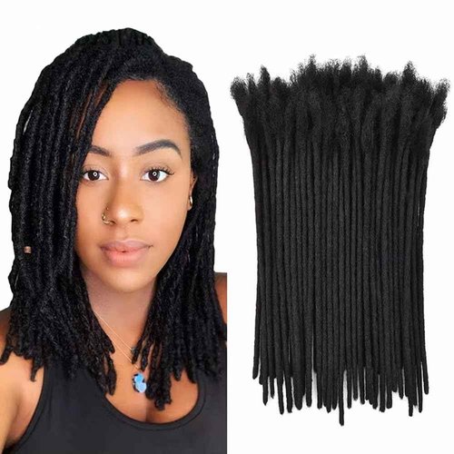 Dreadlock Extension Human Hair 8inch 60 Strands 0.4cm Width 100% Permanent Huamn Hair Loc Extension Can Be Dyed Bleached Curled Handmade Loc Extension for Men Women Kids
