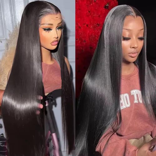 SIFULAN 13x4 Straight Lace Front Wigs Human Hair 22 Inch HD Transparent Lace Frontal Wigs Human Hair Pre Plucked 180% Density Glueless Human Wig for Women Natural Color