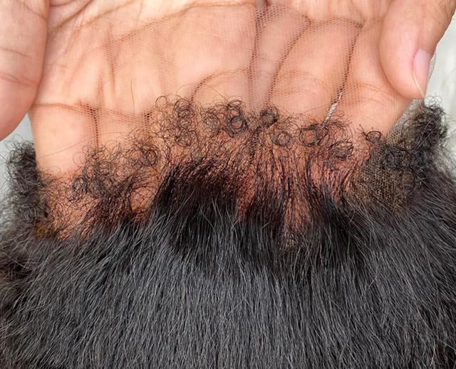 13X4 Lace Front Wig With Curly Edges Hairline 180% Density Kinky Straight Human Hair Wigs for Black Women Yaki Straight HD Lace Wig with Curly Baby Hair Glueless Wigs for Women Natural Black 20 Inch