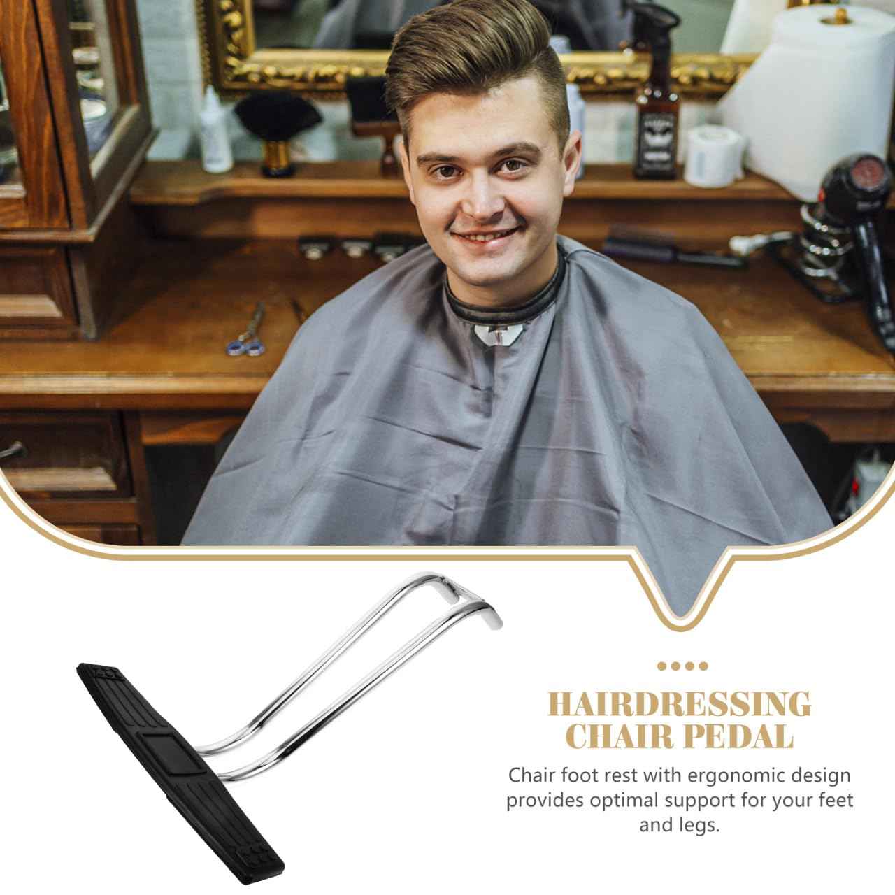 Housoutil Hair Salon Chair Foot Pad Salon Chair Legrest Elevating Footplate Couch Feet Pad Foot Rest Attachment Universal Stainless Steel Pedicure Stand