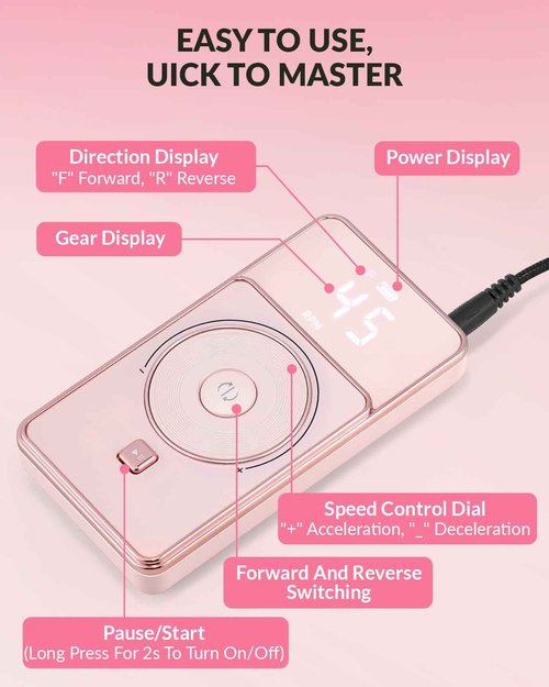BAOSHISHAN Professional Nail Drill Machine, 45000RPM Rechargeable Cordless Nail Drill with Holder &11 Drill Bits for Acrylic Nails Remove Nail Gel Polish Manicure for Salon Home