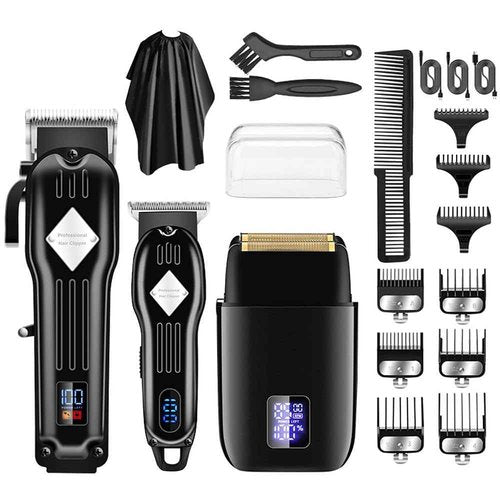 Roziapro Hair Clippers for Men Zero Gapped T-Blade Trimmer Rechargeable Foil Shavers Professional Hair Cutting Kit (Black)