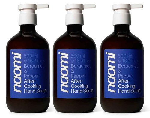 Naomi After-Cooking Hand Scrub | Neutralizes Food Odors | Exfoliating Hand Wash | Luxury Kitchen Soap (Bergamot & Pepper 3-Pack)