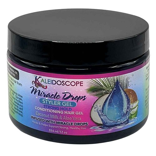 Kaleidoscope - Miracle Drops Collection – Coconut Milk, Honey & Aloe Vera, Rice Water Moisturizing Blend – Shampoo, Conditioner, Leave-In Conditioner, 3 Minute Mask, Styling Gel, Styling Foam – Hair Care Bundle 6 Pcs Set