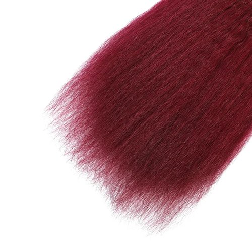 99J Yaki Human Hair Bundles Burgundy Kinky Straight 24 26 28 Inch WuvuSnm Red Double Weft 3 Bundles