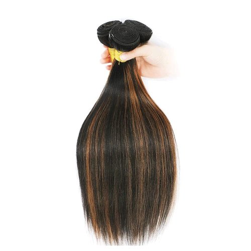 P1B30 Bundles Highlight Straight Bundle 8A Grade Peruvian Virgin Hair Same Length 3 Bundles 18 18 18 Inch Double Weft Human Hair Extensions