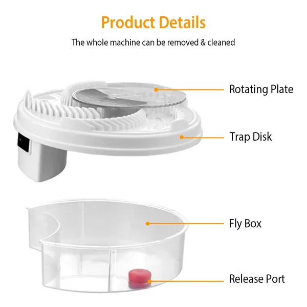 USB Powered Electric Fly Trap - Kids-Friendly & Easy to Clean