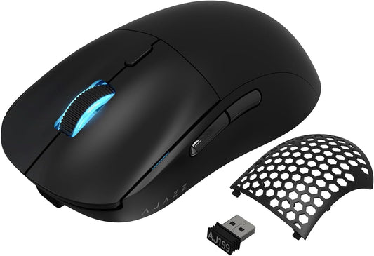 AJAZZ AJ199 Wireless Gaming Mouse,59G Ultra Lightwieght-Huanuo Micro Switch-26K PAW3395 Sensor-40Hrs Battery Life-2.4G/USB-C Mouse Gaming -Wireless Computer Mouse 6 Programmable Buttons,100% PTFE Feet