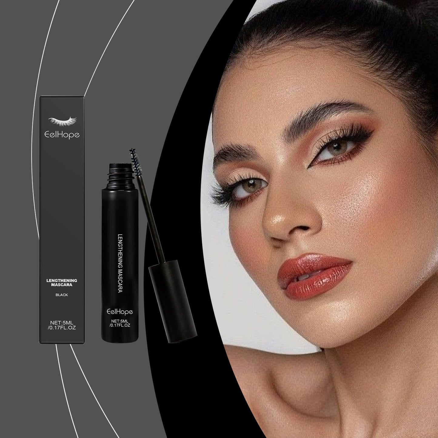 Long Lasting Black Mascara - Smear-proof Makeup - 5ml