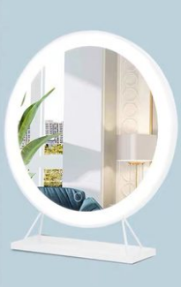Large Gold Makeup Mirror with LED Light and Dimming - Desktop Dressing Mirror