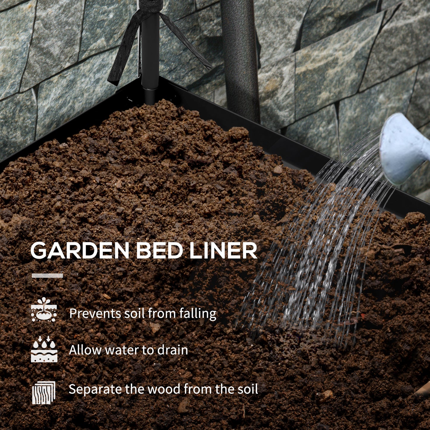 Raised Garden Bed with Cover and Legs - Metal Elevated Planter Box, Black, 1180x370x95mm