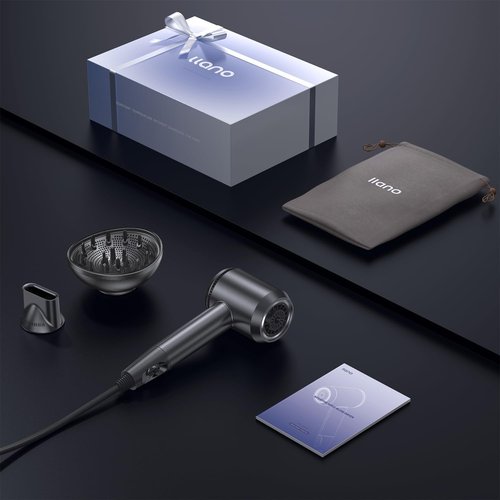 Hair Dryer with Diffuser: Gift for Women Men with 700 Million Hair Care Ions, 37m/s High Speed Blow Dryer with 160000 RPM, 1500W, 5 Heat & 2 Speed Setting, Low Noise Thermo-Control (Metallic Gray)