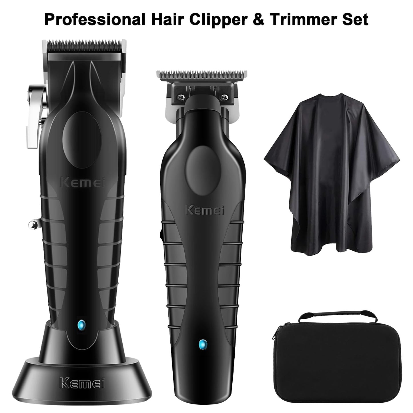 KEMEI Hair Clipper and Trimmer Set Professional Cordless Hair Clipper for Men Electric Beard Trimmers Barber Hair Cuttings Kit, T Blade Trimmers for Men, KM-2296，KM-2299