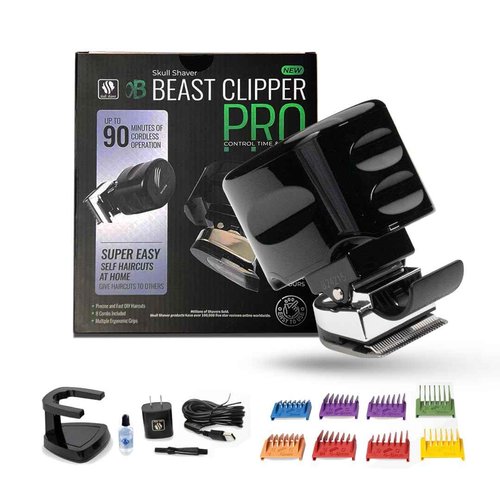 Skull Shaver Beast Clipper Pro - Home Haircut & Grooming Kit - Durable Steel Blades - Cordless Operation - Adjustable Combs - Designed for Men & Women