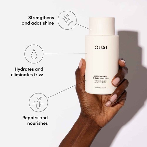 OUAI Medium Hair Bundle - Anti-Frizz Crème, Shampoo, and Conditioner (3 Count: 6 Oz/ 10 Oz/ 10 Oz)