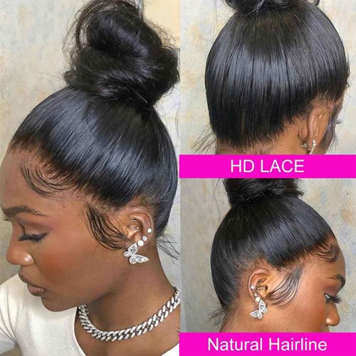 Ossilee 18 Inch 200% Density Invisi-Strap Hidden-Strap Transparent-Strap Snug Fit 360 Lace Front Wigs Human Hair Wigs for Black Women Straight HD Lace Front Wigs Human Hair Pre Plucked Pre Bleached