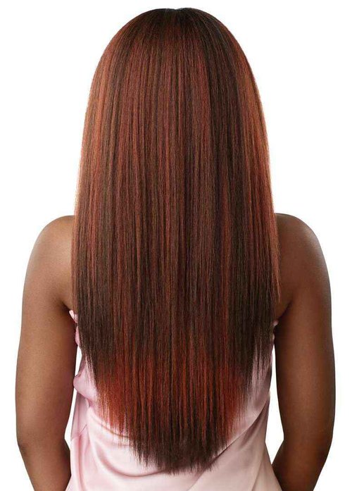 Outre Airtied 100% Fully Hand-Tied Wig - Human Hair Blend - Perm Yaki 26" (JET BLACK 1)