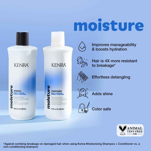 Kenra Professional Moisture Shampoo & Conditioner Set | Boost Hydration | Improve Manageability and Shine | Nourish Dry Hair | Color Safe | Efforless Detangling | Normal to Dry Hair | Liter Duo