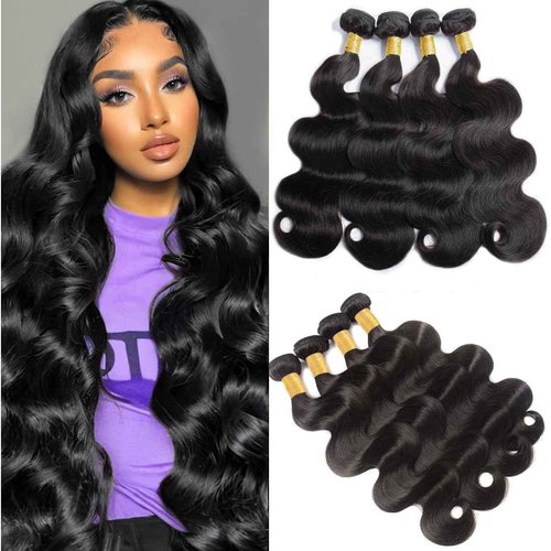 16A Human Hair Bundles 12 14 16 18 Inch Body Wave 400g Unprocessed Brazilian Virgin Hair 4 Bundles Deals Human Hair Extensions Quick Weave Human Hair Natural Black Color