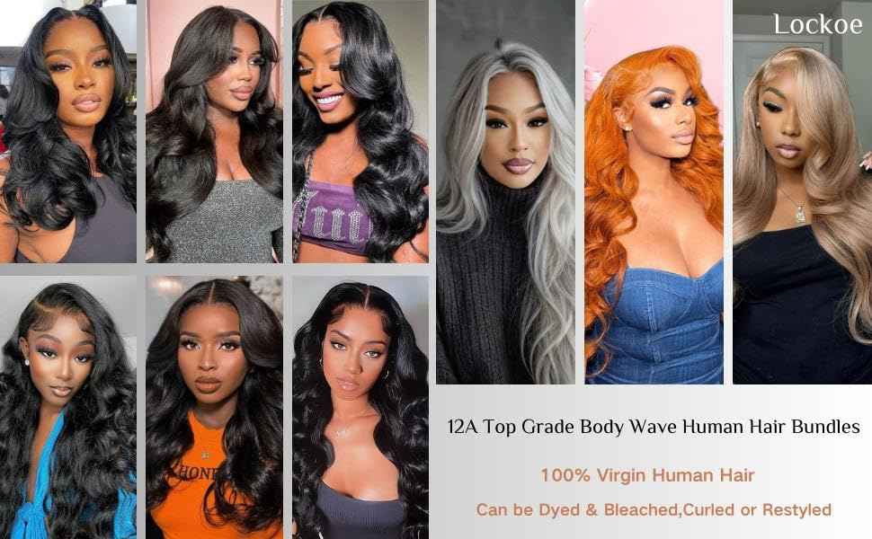 Human Hair Bundles Body Wave 16 18 20 22 Inch 4 Bundles Human Hair Extensions 100% Unprocessed Brazilian Virgin Human Hair double Weft Deals Quick Weave Bundles Hair Natural Black Color