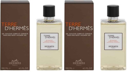 Hermes Terre d'Hermes for Men Hair and Body Shower Gel, 6.8 Ounce (Pack of 2)
