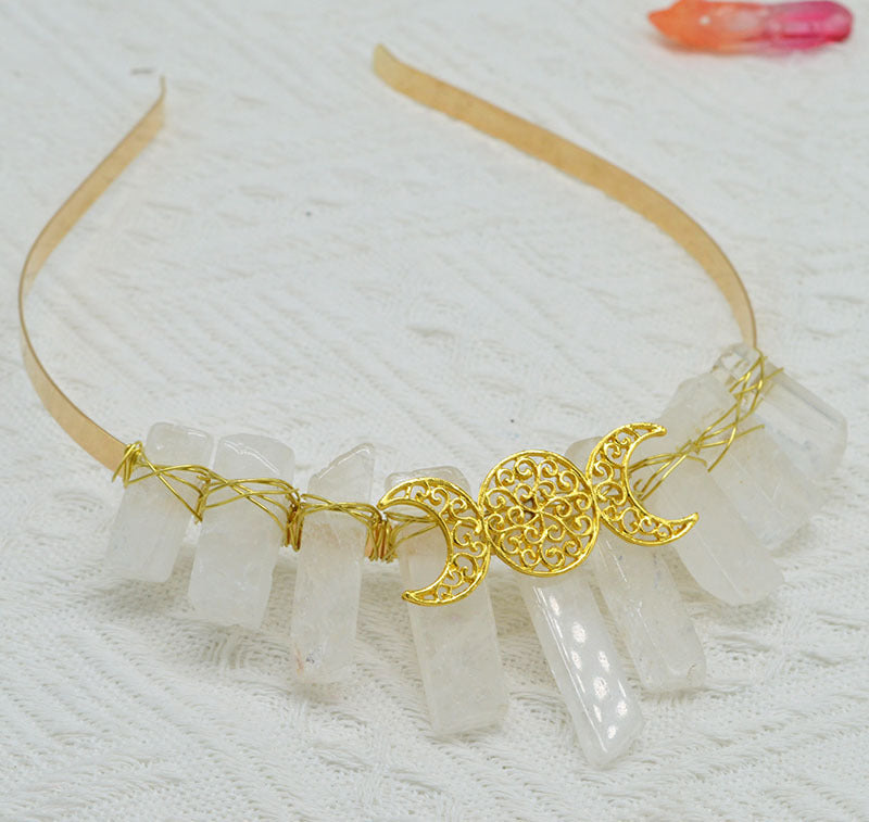 Natural Crystal Moon Headband Unisex Hair Accessory for Beauty & Hair Styling