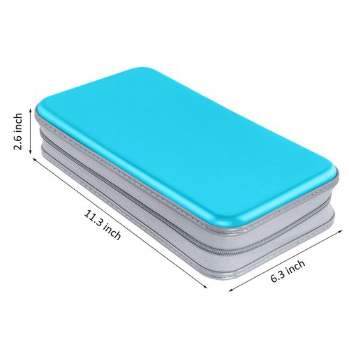 CD Case, Siveit DVD Case Holder 96 Capacity Hard Plastic CD DVD Disc Cases Storage Binder Wallet for Car Home Office Travel (Sky Blue)