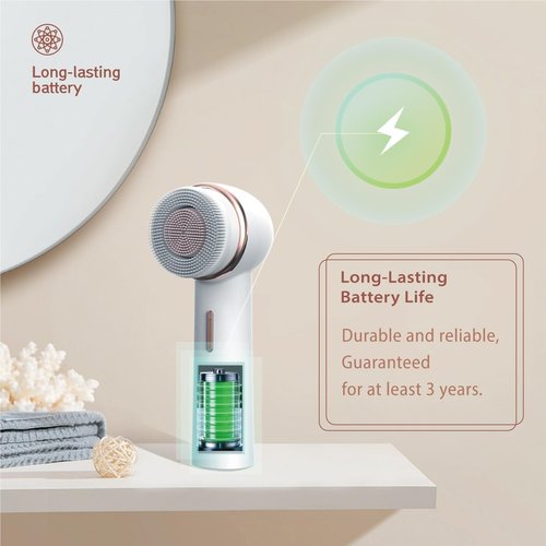 Eliteshine 1 White Electric Facial Cleansing Brush Plus with 2 Original Replacement Heads Bundle